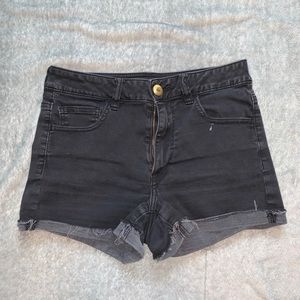 Black denim shorts